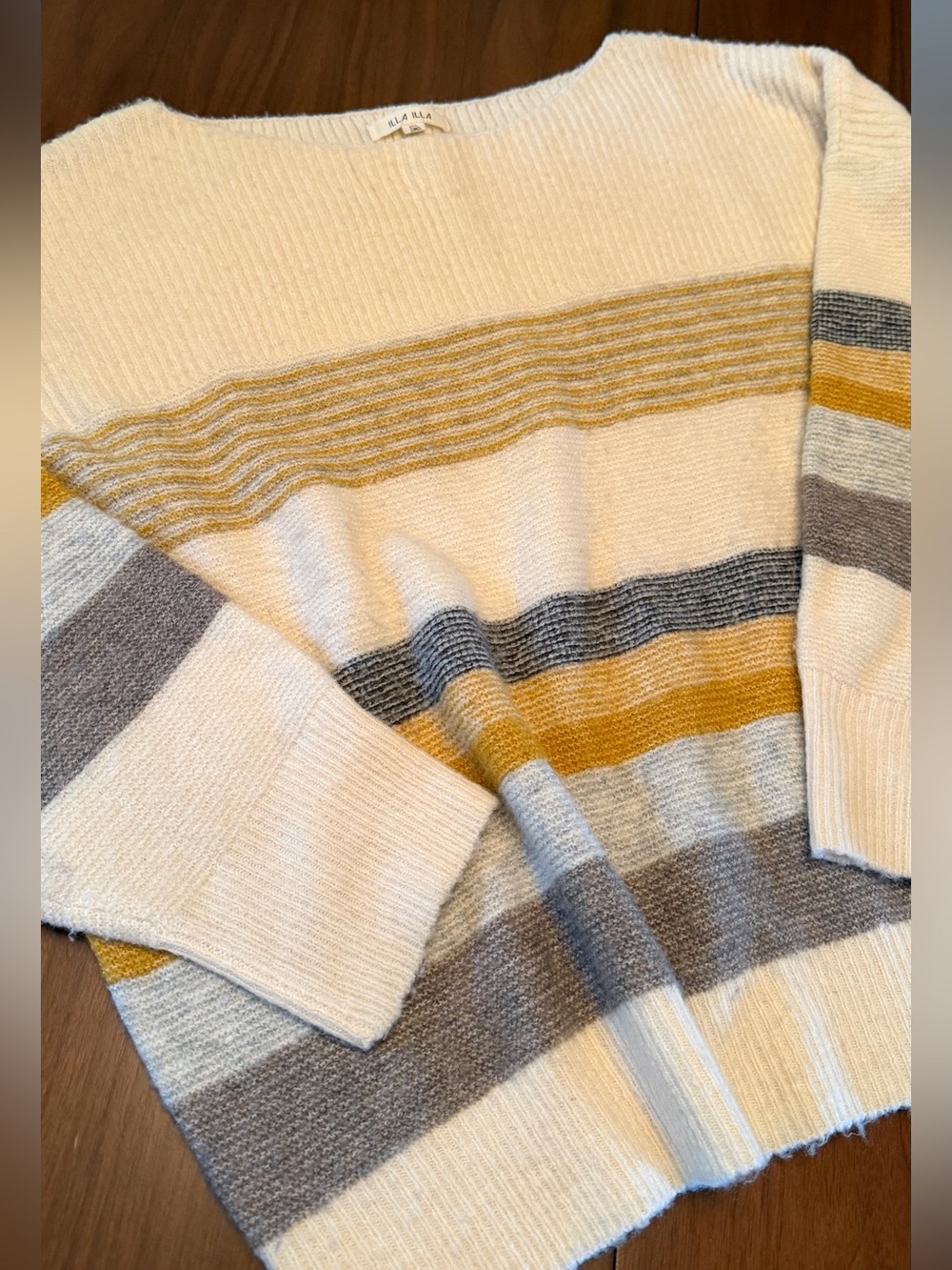 Striped Oversized Knit Sweater in Cream